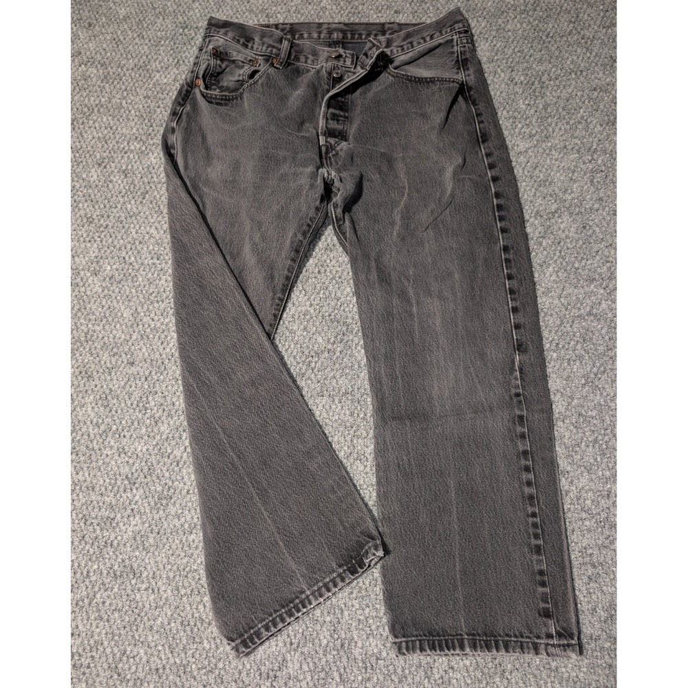 Levi's 501 Original Fit Straight Leg Black Denim Jeans 38x32